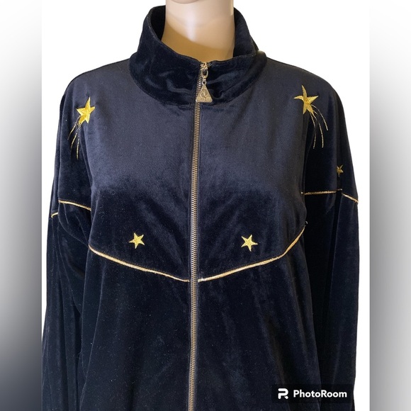 Euro Joy Paris Milan Embroidered Black Velvet Jacket Gold Trim size L - Picture 2 of 4